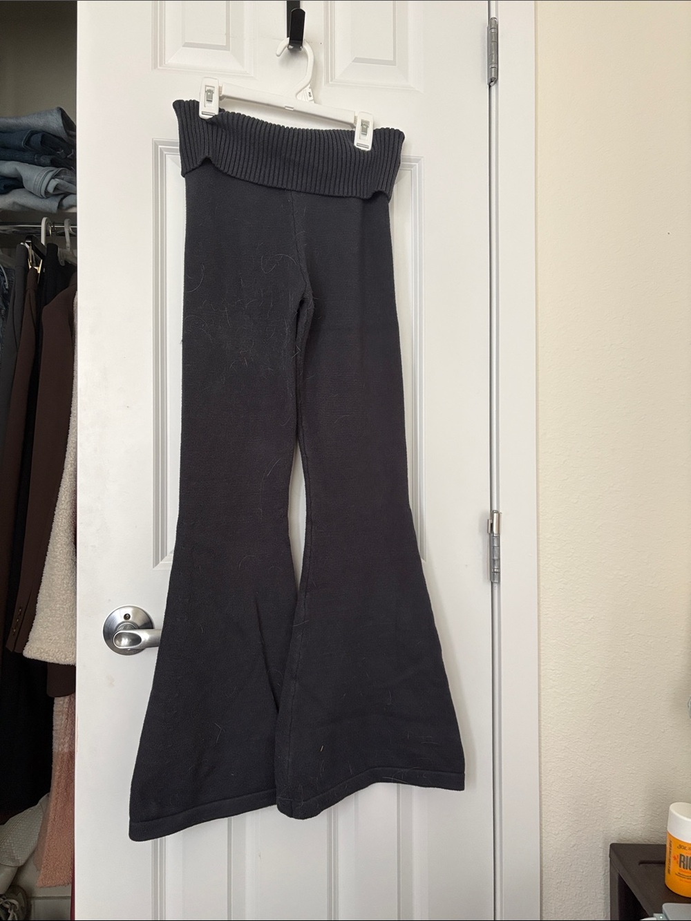 Edikted Ribbed Knit Fold Over Pants